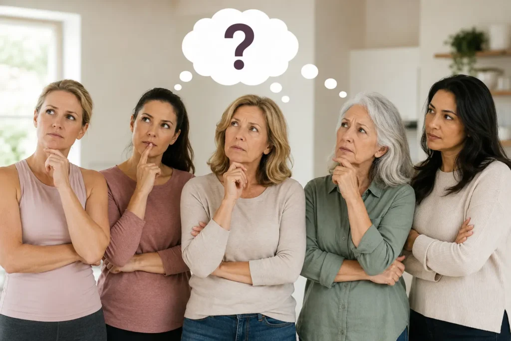 Group of middle-aged women wondering why some women lose weight more easily while others struggle despite making similar lifestyle changes.